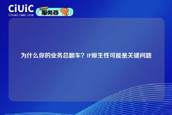 为什么你的业务总翻车？IP原生性可能是关键问题
