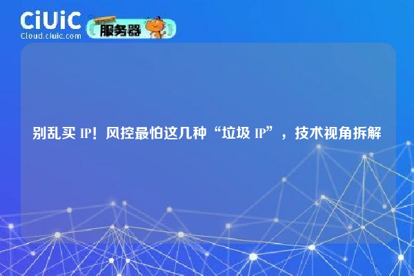 别乱买 IP！风控最怕这几种“垃圾 IP”，技术视角拆解