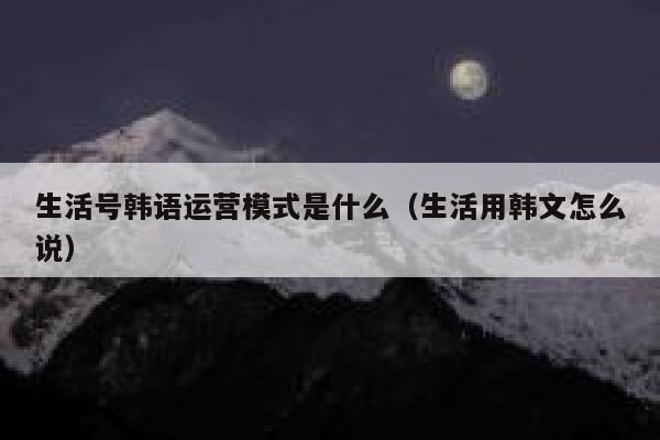 生活号韩语运营模式是什么（生活用韩文怎么说）