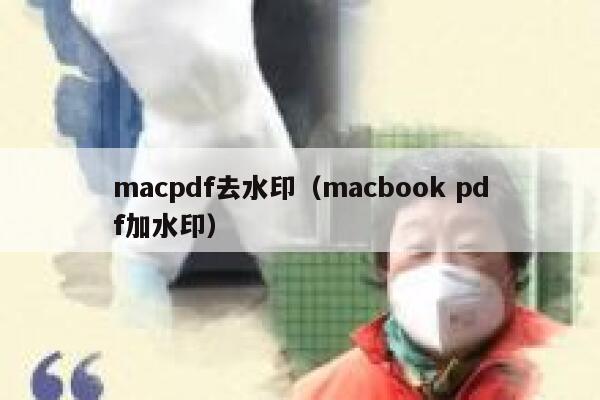 macpdf去水印（macbook pdf加水印）