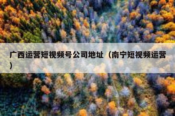 广西运营短视频号公司地址（南宁短视频运营）