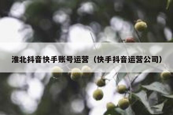 淮北抖音快手账号运营（快手抖音运营公司）