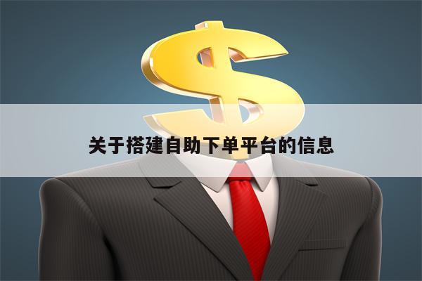 关于搭建自助下单平台的信息