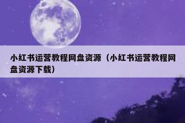 小红书运营教程网盘资源（小红书运营教程网盘资源下载）