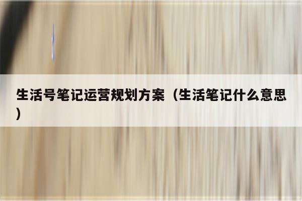 生活号笔记运营规划方案（生活笔记什么意思）