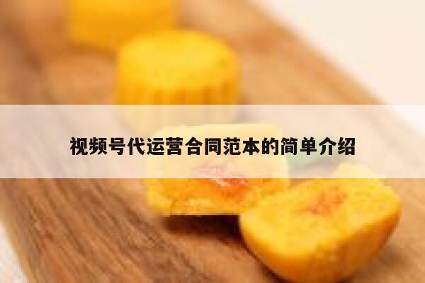 视频号代运营合同范本的简单介绍