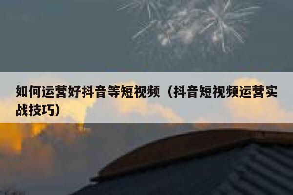 如何运营好抖音等短视频（抖音短视频运营实战技巧）